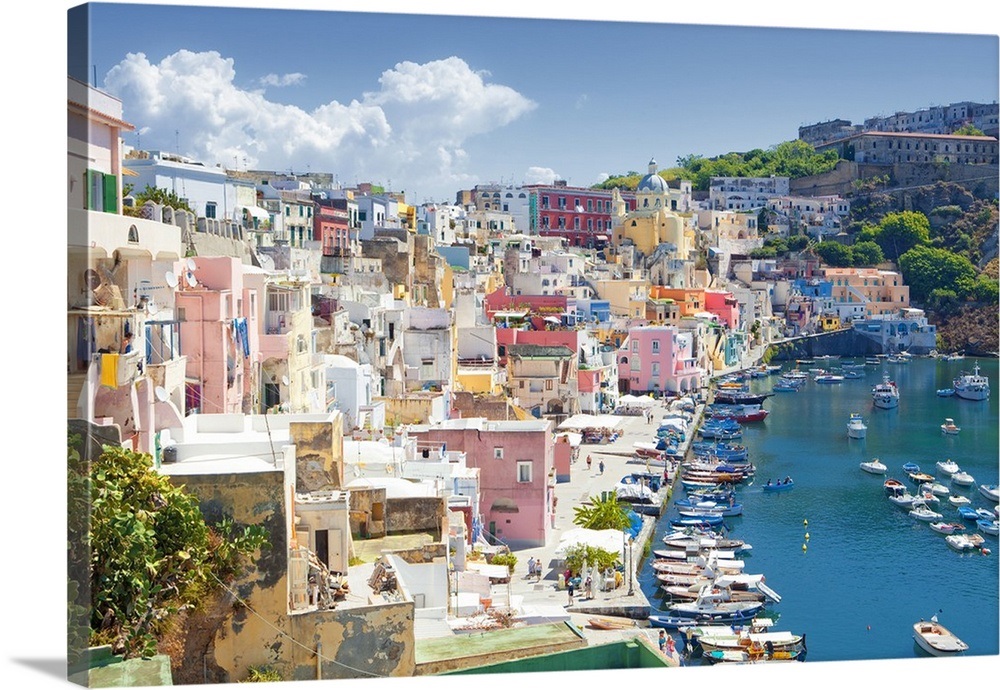 Marina Corricella, Procida Island, Bay of Naples, Campania, Italy Wall