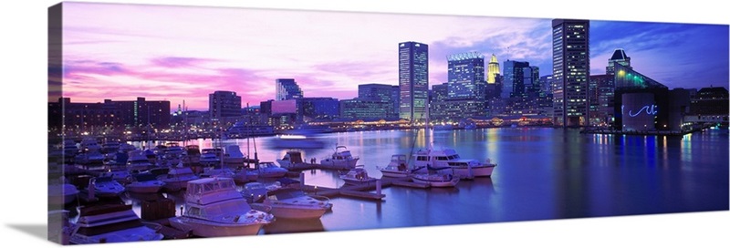 Maryland, Baltimore, Inner Harbor, sunset | Great Big Canvas