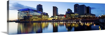 Media City at dusk, Salford Quays, Greater Manchester, England 2012