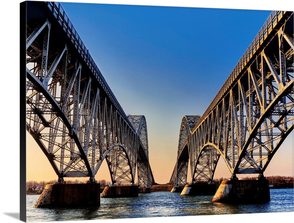 Metal bridges over a river, South Grand Island Bridge, Niagara River, New York State, USA