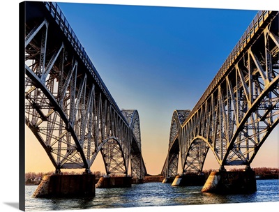 Metal bridges over a river, South Grand Island Bridge, Niagara River, New York State