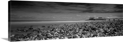 Monochrome panoramic of Cromer Beach, Cromer, Norfolk, England
