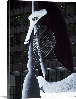 Monumental sculpture in front of a building, Chicago, Cook County, Illinois