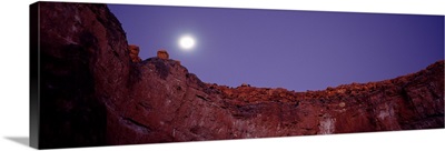 Moon and stars over a canyon, Grand Canyon, Indian Garden Campground, Grand Canyon National Park, Arizona,