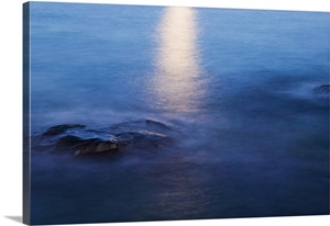 Moon reflection in calm water of Lake Superior, from Artist Point, Minnesota Wall Art, Canvas ...