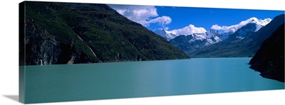 Mountain at the lakeside, Grande Dixence Dam, Valais Canton, Switzerland