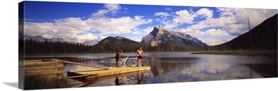 Mountain Bikers Vermilion Lakes Alberta Canada