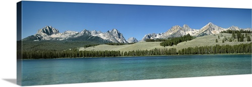 Mountains Along A Lake, Sawtooth Mountains, Idaho 