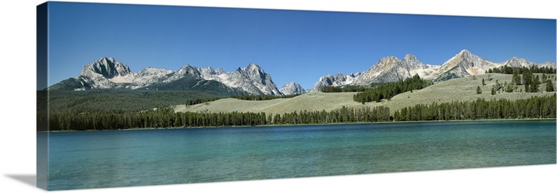 Mountains along a lake, Sawtooth Mountains, Idaho | Great Big Canvas