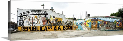 Mural painted at basketball court, La Boca, Buenos Aires, Argentina