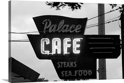 Neon sign of a cafe, Palace Cafe, Opelousas, St. Landry Parish, Louisiana