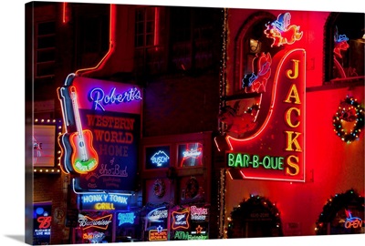 Neon Signs on Lower Broadway Area, Nashville, Tennessee, USA