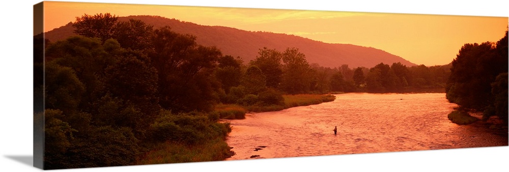 New York, Delaware County, Fly Fishing | Large Solid-Faced Canvas Wall Art Print | Great Big Canvas