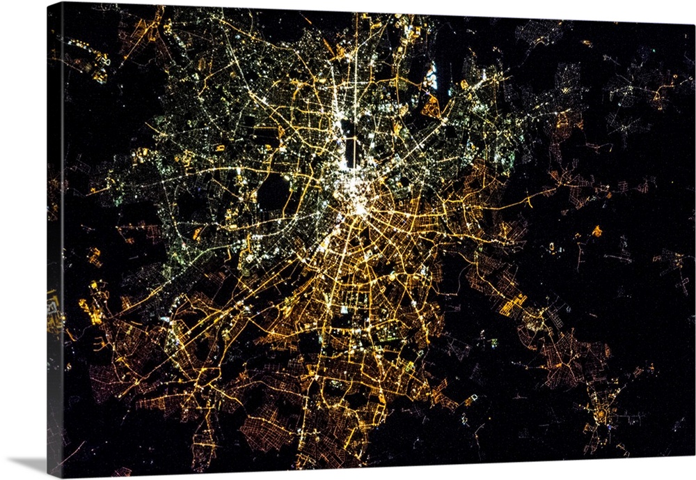 Night time satellite image of Berlin, Germany