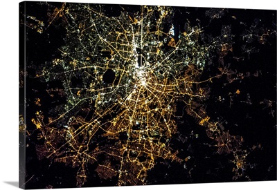 Night time satellite image of Berlin, Germany