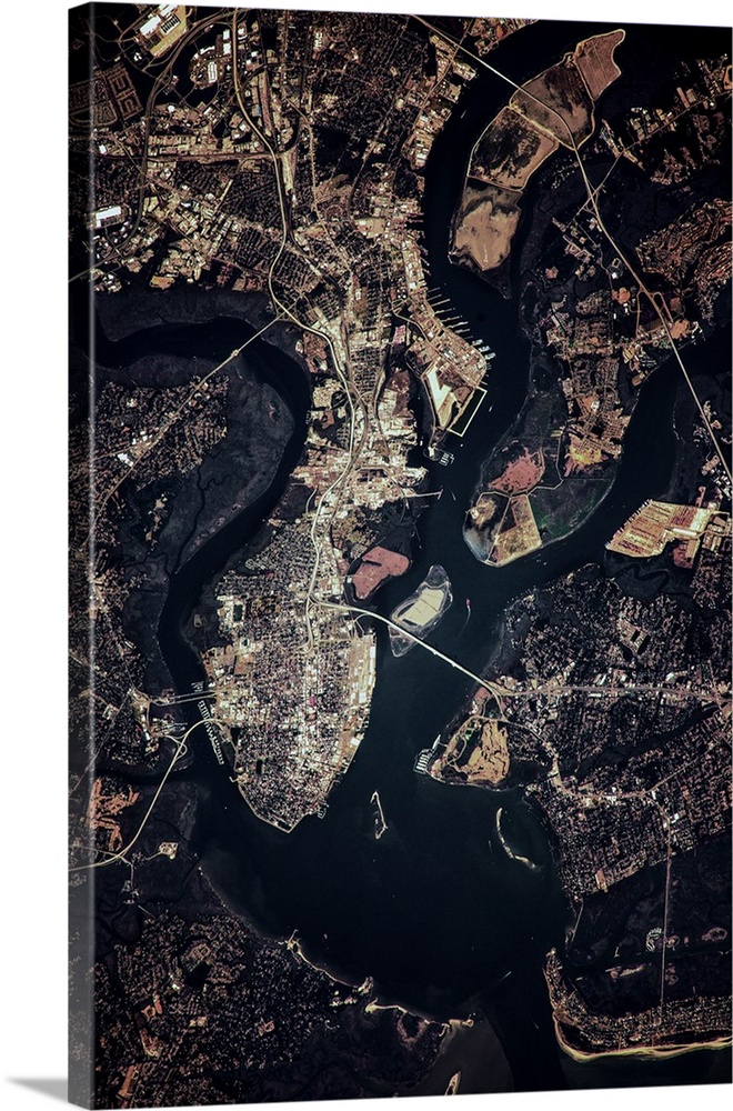 Night time satellite image of Charleston, South Carolina, USA