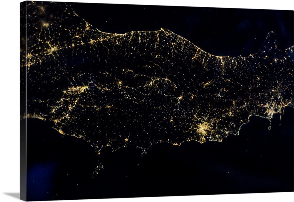 Night time satellite image of Italy