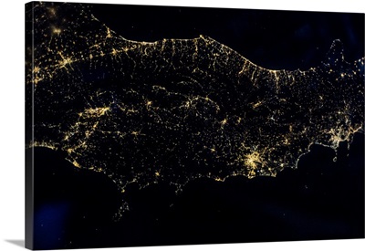 Night time satellite image of Italy