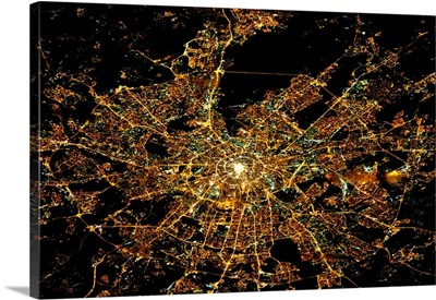 Night time satellite image of Moscow, Russia
