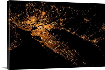 Night time satellite image of New York