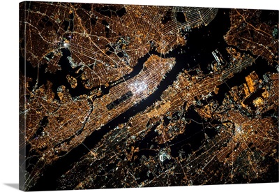 Night time satellite image of New York