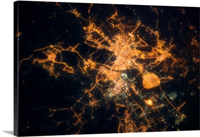 Night time satellite view of Hangzhou, China