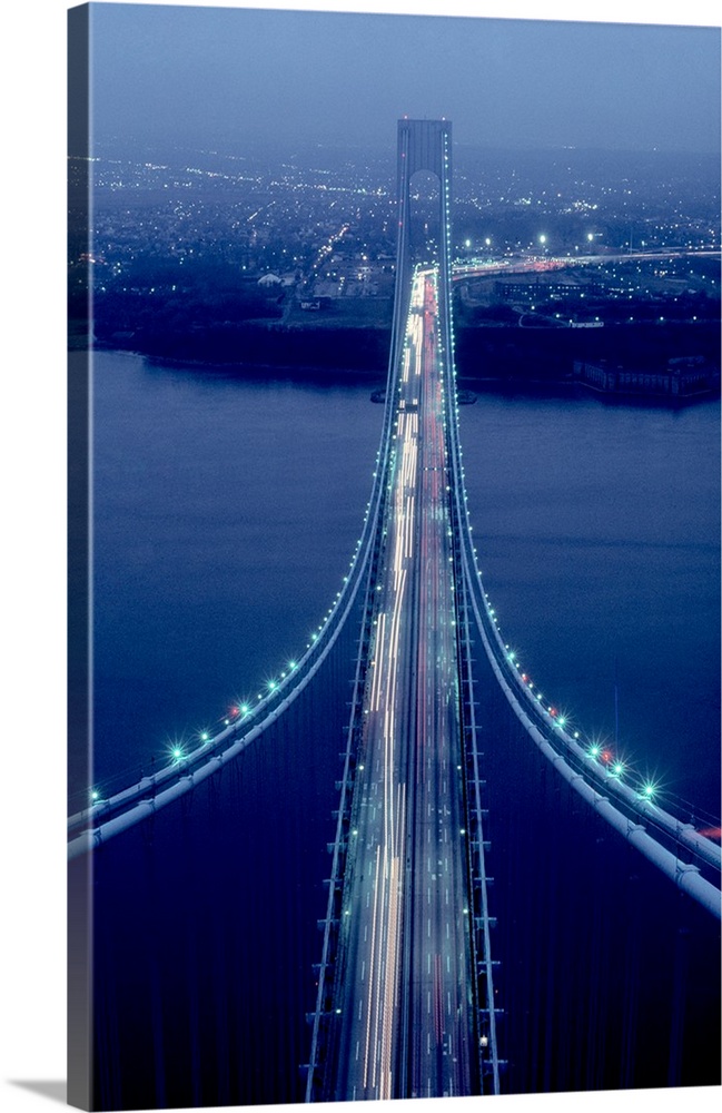 Night view of Verrazano-Narrows Bridge, New York City, New York State, USA