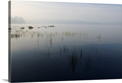 Nina Moose Lake in heavy fog, Boundary Waters Canoe Area Wilderness, Minnesota