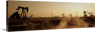 Oil drills in a field, Maricopa, Kern County, California