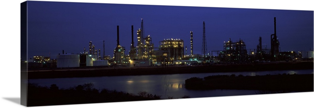 Oil refinery at night, Texas