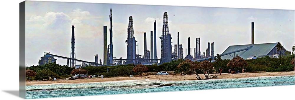Oil refinery at the coast, Valero Oil Refinery, Baby Beach, Aruba