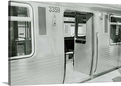 Open door of a train at platform, Chicago, Cook County, Illinois