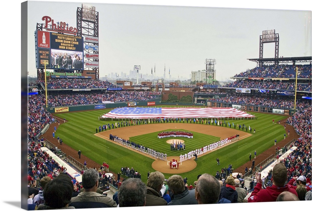 Opening Day Ceremonies featuring gigantic American Flag in Centerfield on March 31, 2008, Citizen Bank Park where 44,553 a...