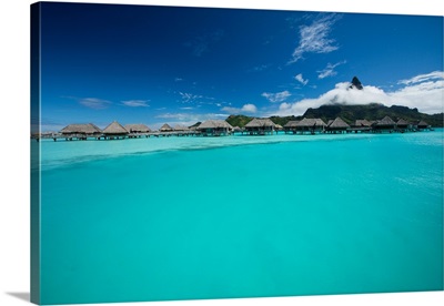 Over Under, half water half land, Bungalows on the beach, Bora Bora,  French Polynesia