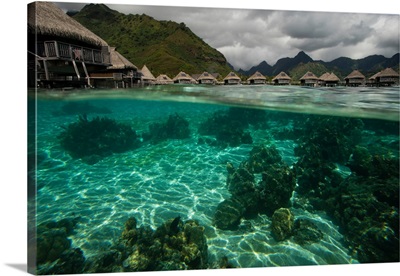 Over Under, half water half land, Bungalows on the beach, French Polynesia