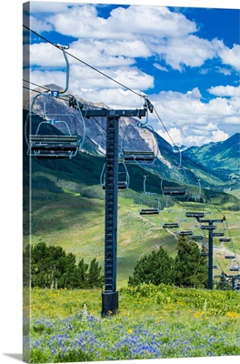 Overhead cable cars, Crested Butte, Colorado