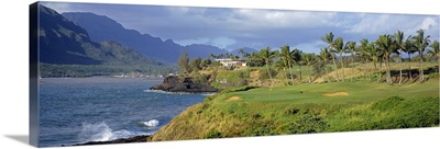 Palm trees at seaside, Kiele Course, Number 13, Kauai Lagoons Golf Club, Lihue, Hawaii