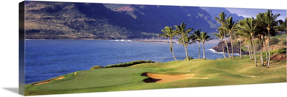 View of the sea from the 13th Hole at the Kauai Lagoons Golf Club in Lihue, Hawaii.