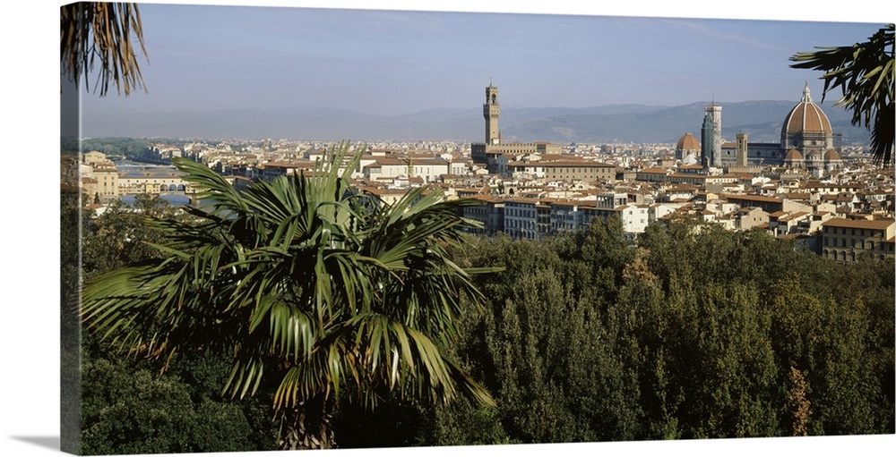 Palm trees & Ponte Vecchio Florence Italy