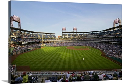 Panoramic view of 29,183 baseball fans at Citizens Bank Park, Philadelphia, PA