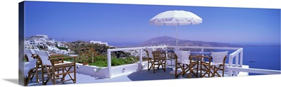 Patio Overlooking Aegean Sea Santorini Greece