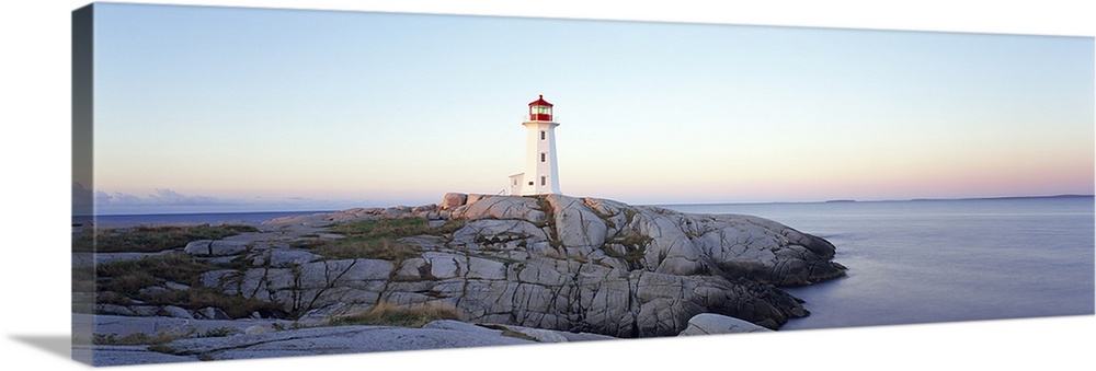 Lighthouse at the coast, Peggy's Point Lighthouse, Peggy's Cove, Halifax Regional Municipality, Nova Scotia, Canada