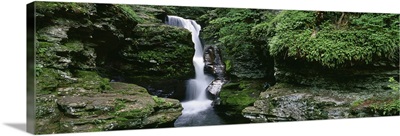 Pennsylvania, Ricketts Glen State Park, Panoramic view of a waterfall