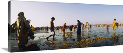 People washing in Kumbh Mela, Ganges River, Varanasi, Uttar Pradesh, India