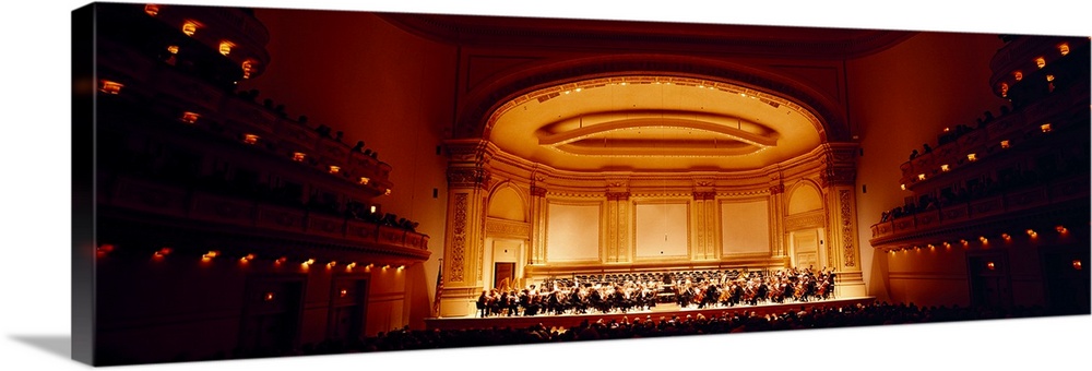 Panoramic image of musicians performing at Carnegie Hall in New York City in New York.