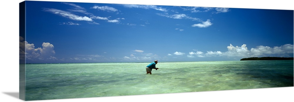 Person fishing on the beach, Islamorada, Florida Keys, Monroe County, Florida, USA
