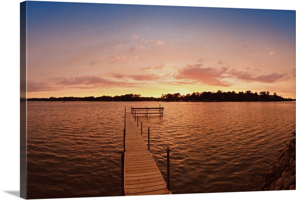 Pier in a lake, Lake Minnesota Wall Art, Canvas Prints