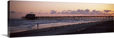 Pier in an ocean, Newport Pier, Newport Beach, Orange County, California,