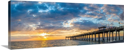 Pier in Atlantic Ocean at sunset, Venice, Sarasota County, Florida