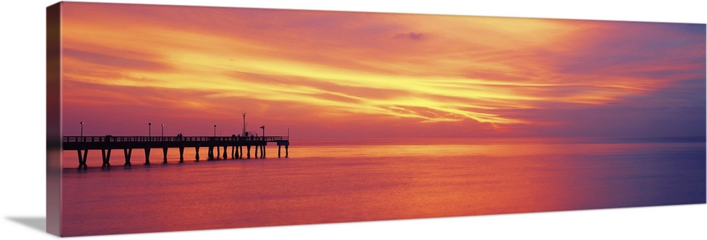 Pier in the ocean at sunset, Caspersen Beach, Sarasota County, Venice, Florida